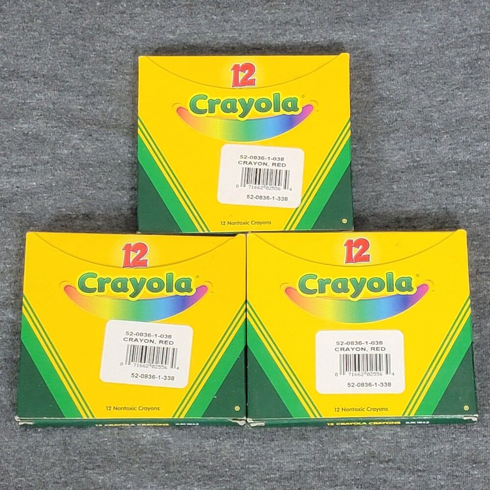 Lot of 3 Crayola Crayons Box 12 Ct. / 36 Pc RED #38